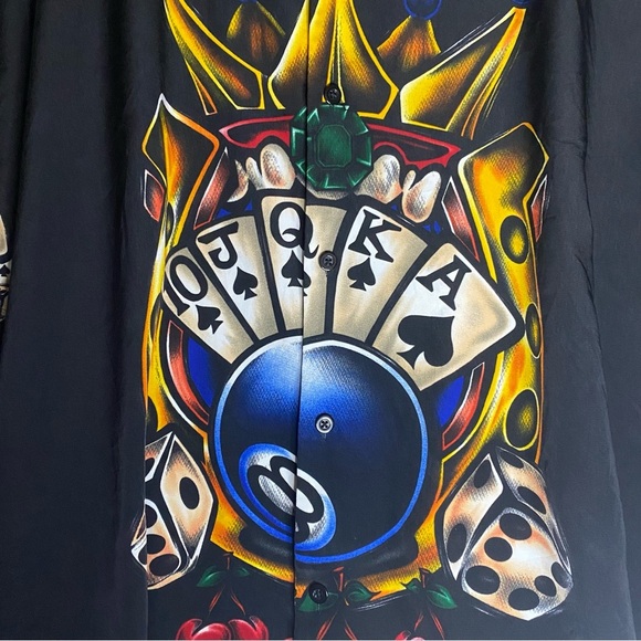 No Boundaries Vintage 8 Ball Dice Poker Vegas Button Up Shirt 3XL Y2K Streetwear - Picture 5 of 8